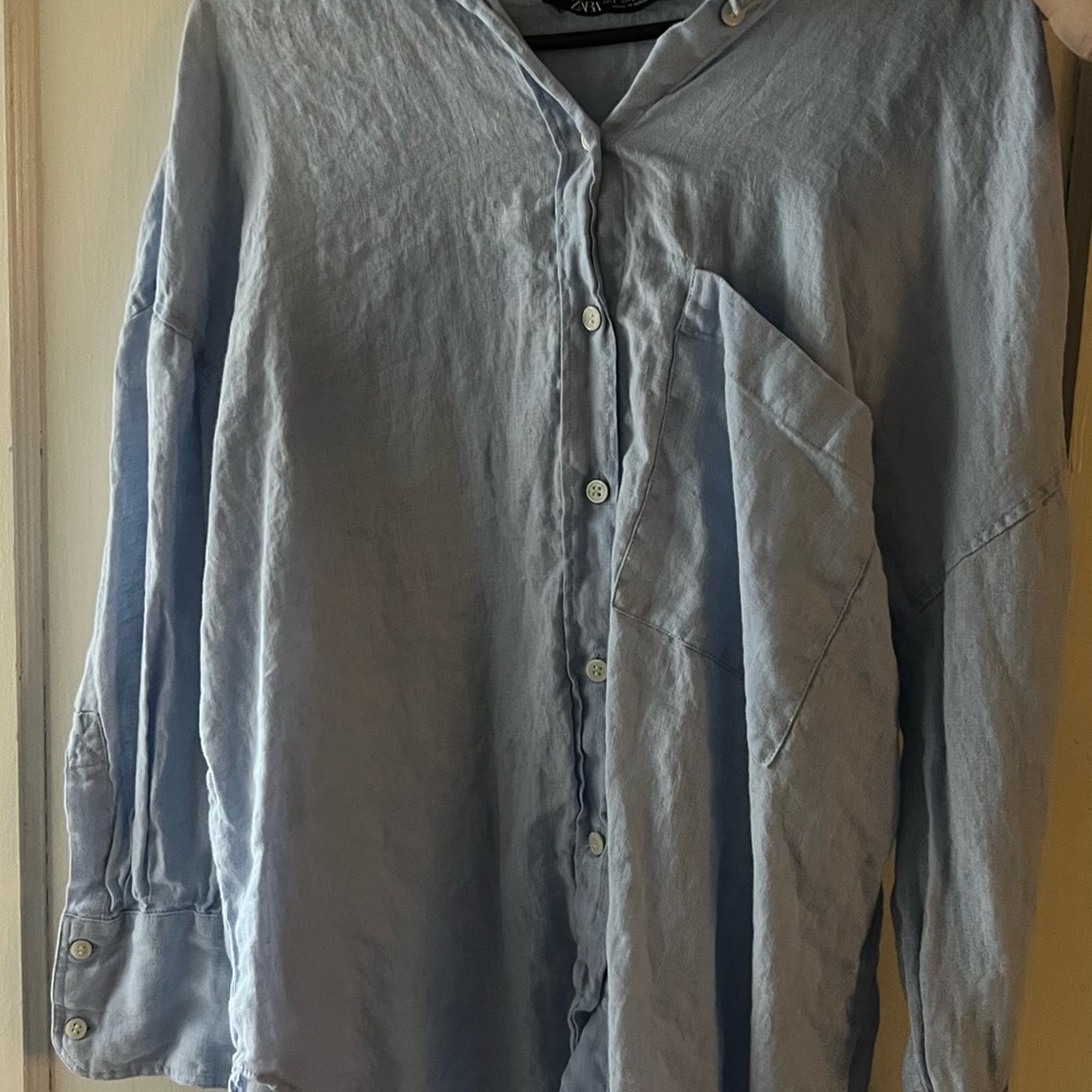 Zara Blue Casual Button Down Shirt